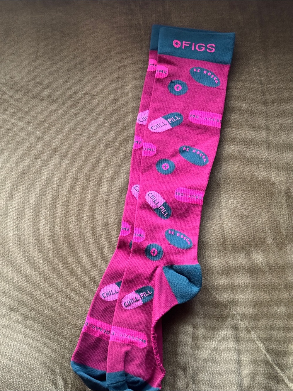 Figs Magenta Knee Socks with Teal Accents